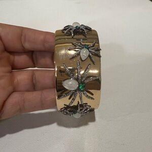 Elegant Gold and Silver Spider Cuff Bracelet